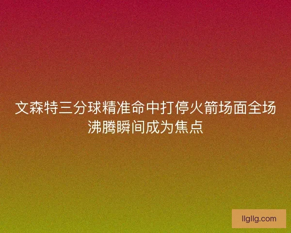 文森特三分球精准命中打停火箭场面全场沸腾瞬间成为焦点